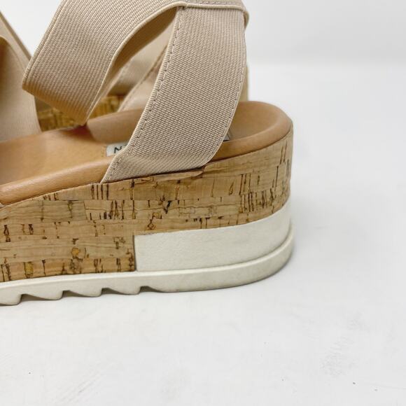 Steve Madden Size 9 Cream Bandi Flatform Sandals Strappy Elasticized Stacked - Picture 7 of 13